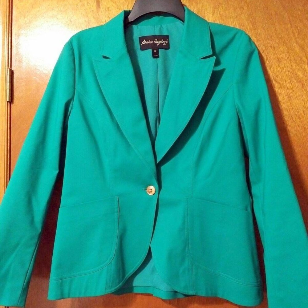 Sandra Angelozzi Emerald Green Blazer, Gold Buttons, Italian38 fits M